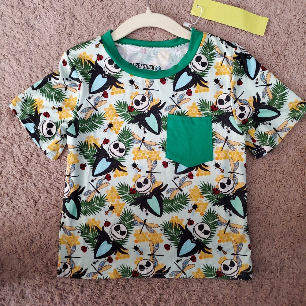 NWT Secret Stock Reserve bamboo nightmare Before Christmas pocket shirt 2t